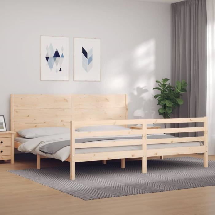 VidaXL Cadre de lit avec tête de lit 200x200 cm bois massif 3194656