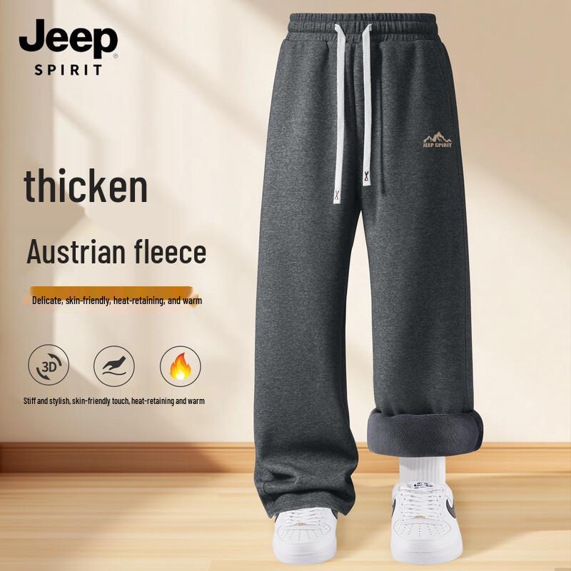 

JEEP SPIRIT Men s Winter Fleece-Lined Straight Leg Sweatpants 3XL