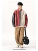 Men's American Retro Patchwork Harrington Jacket - Heavy-Duty, Loose Fit, Autumn/Winter 2025, Color Block Trendy Workwear