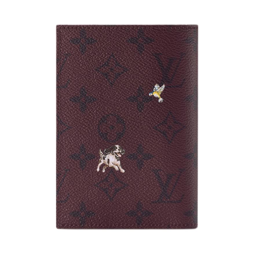 Louis Vuitton Monogram Forest Coated Canvas Passport Holder Men Accessories Burgundy M27099