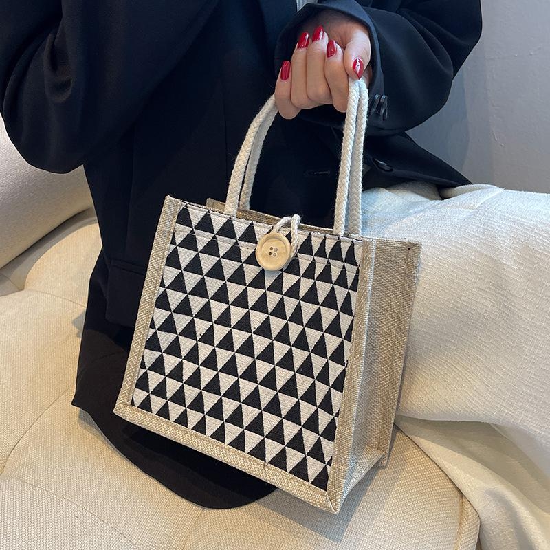 Linen Portable Bento Bag Japanese Small Satchel Going Out Fashionable Work Small Bag Environmentally Friendly Lunch Box Bag