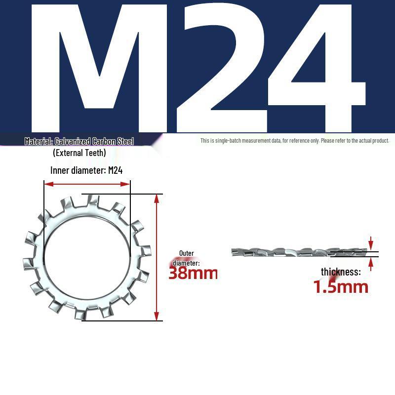 Carbon Steel Zinc-Plated Lock Washer with Inner and Outer Teeth