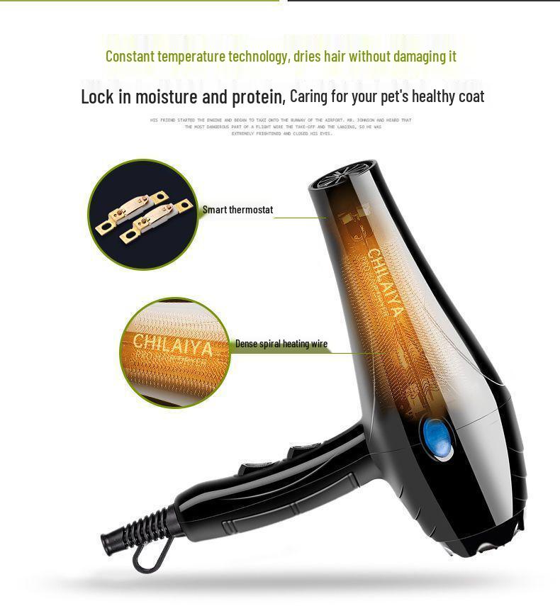 Vysoce výkonný, nízko hlučný fén na srst pro psy a kočky s péčí o negativní ionty