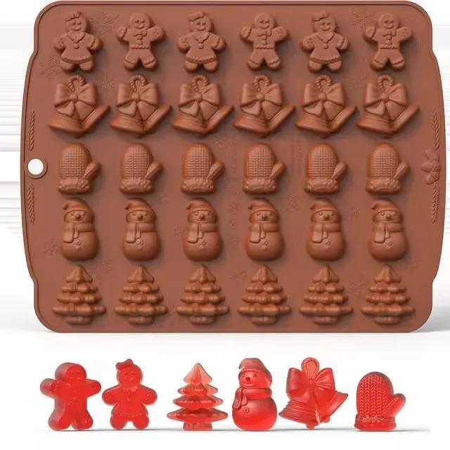 Jul Silikon Godisform för Pepparkaka Julgran Snögubbe Återanvändbar Livsmedelskvalitet Non-stick DIY Bakverktyg
