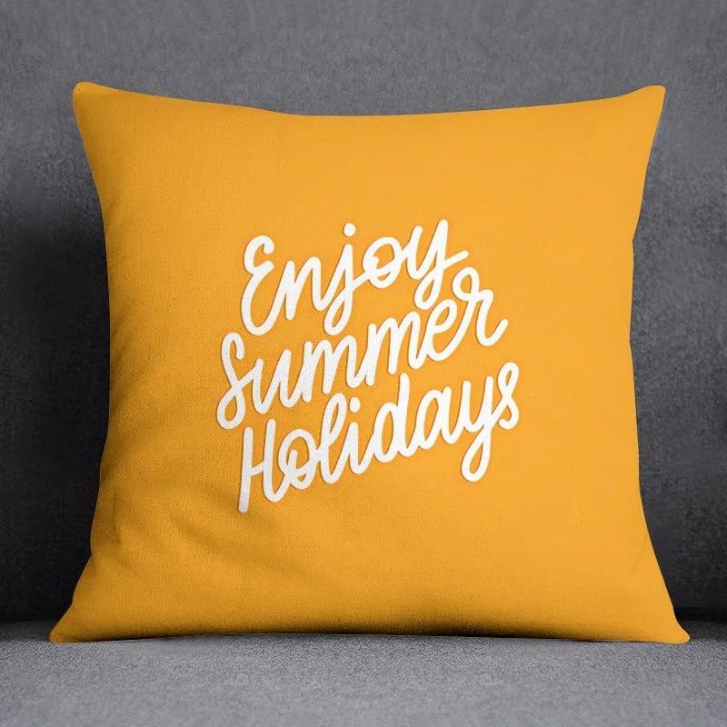 Office Living Room Home Pillowcase Simple Orange Flower Pattern Pillowcase Car Ornaments