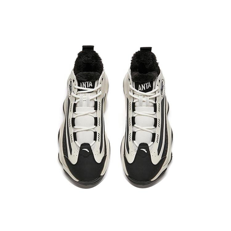 New Anta Life Collection Cushioned Anti Slip Wear Resistant Lightweight Warm Mid Top Casual Shoes Men's White Black Gray 912148990-2