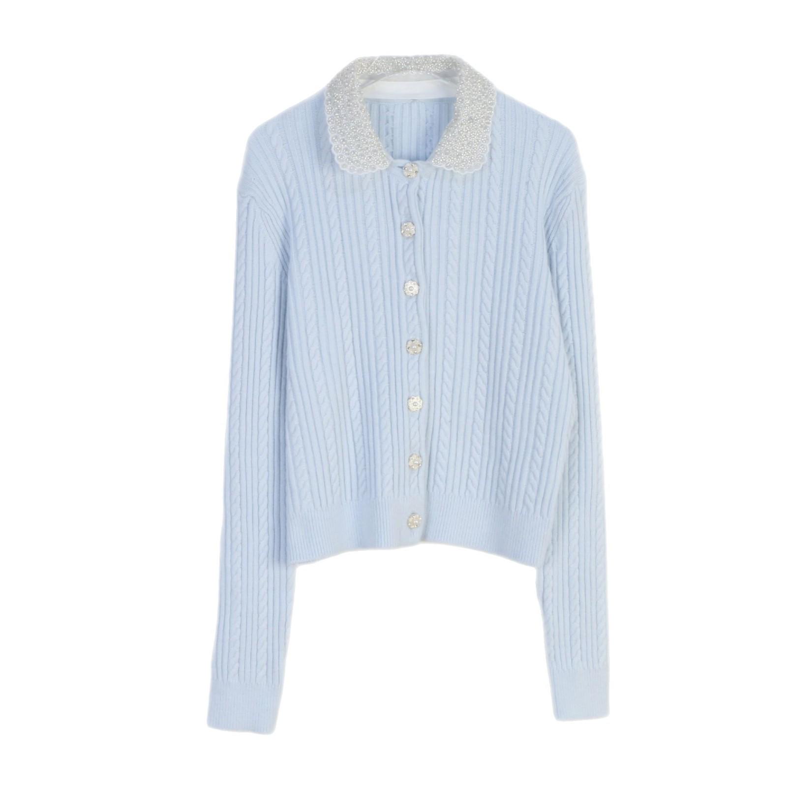 

Женский вязаный кардиган с лацканами из французского жемчуга: Универсальный и элегантный для весны и осени Medium