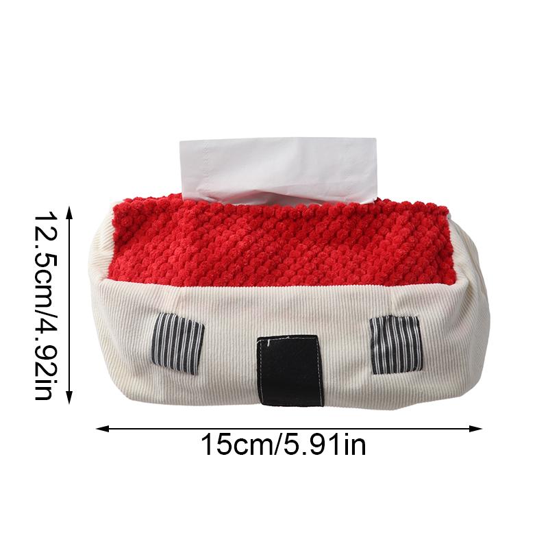 1PC Napkin Holder Creative Small House Tissue Bag Home Decoration Fabric Tissue Bag Cartoon Desktop Storage Cute 15x12.5cm