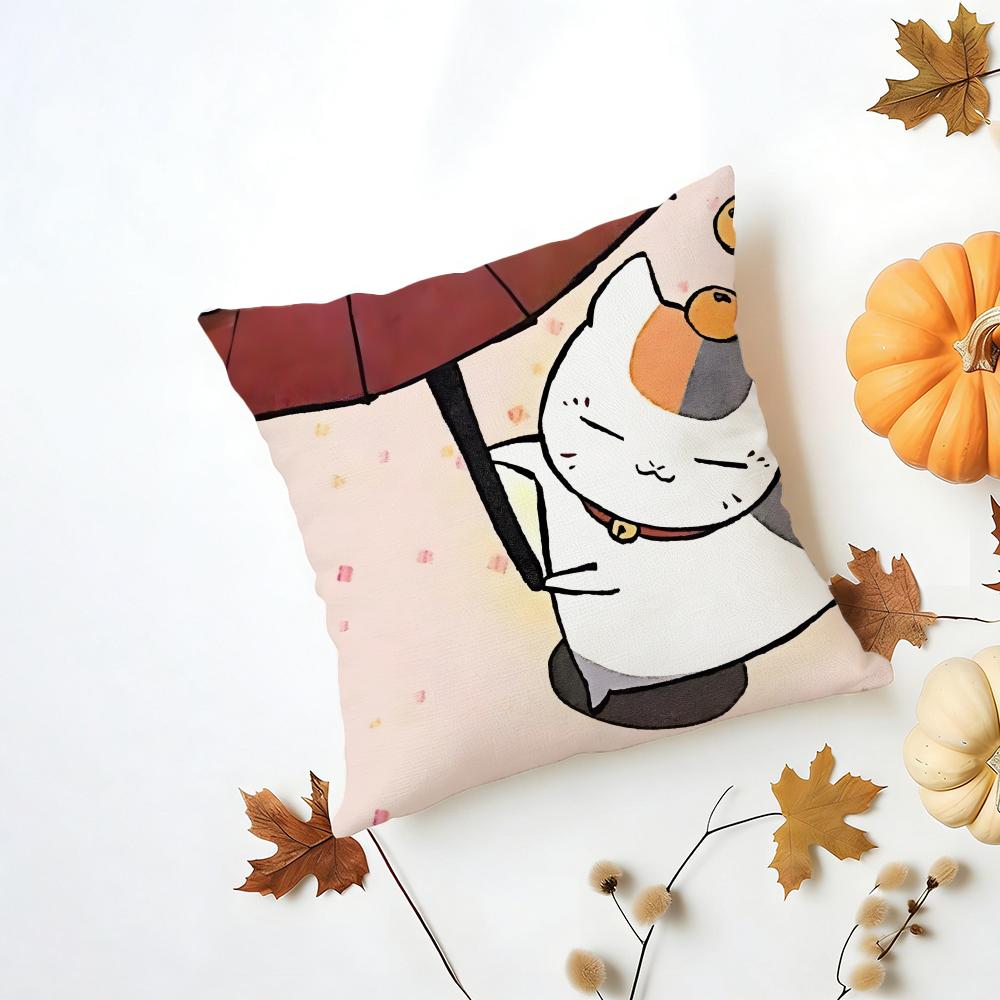 NNyankosensei Cushion Cover Washable Linen Pillowcase Soft for Daily Sofa Bed Home Room Decor