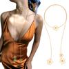 Vintage Lange Metallkette Blumenanhänger Halskette Mode Luxus Stil Überlappende Blume Kragen Halskette für Frauen