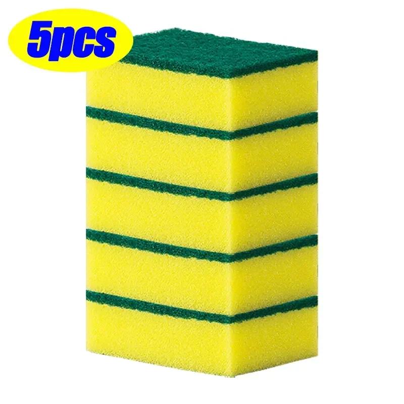 5/50pcs Double-sided Cleaning Sponges Pan Pot Dish-Washing Sponges Household Scouring Pad Kit Tools Kitchen Tableware Brush