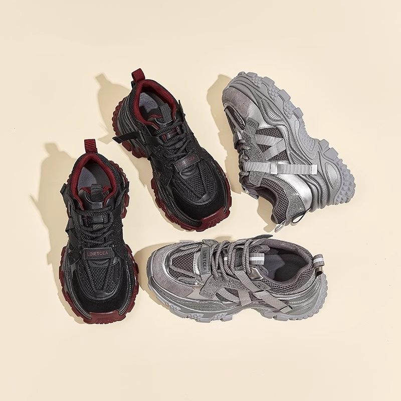 Edition Platform Dad Shoes Women's New Autumn Retro Gray-red Sports Small Casual Shoes