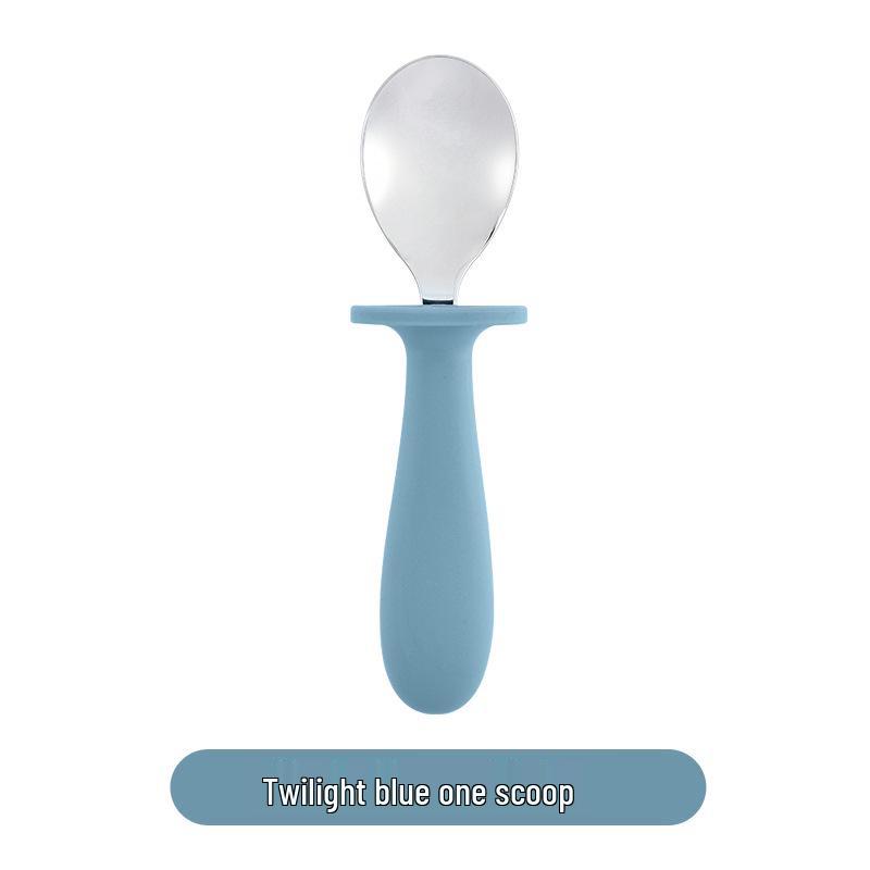 304 Stainless Steel Baby Feeding Set: Long-Handled Silicone Fork & Spoon