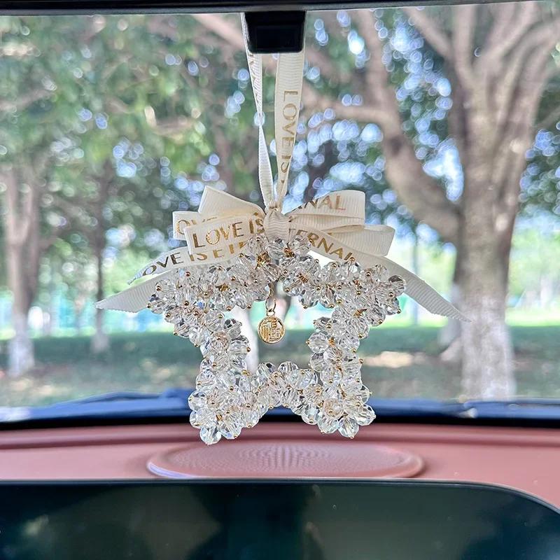 2025NEW Car pendant creative interior mirror decoration Car pendant Crystal five-pointed star decoration car pendant