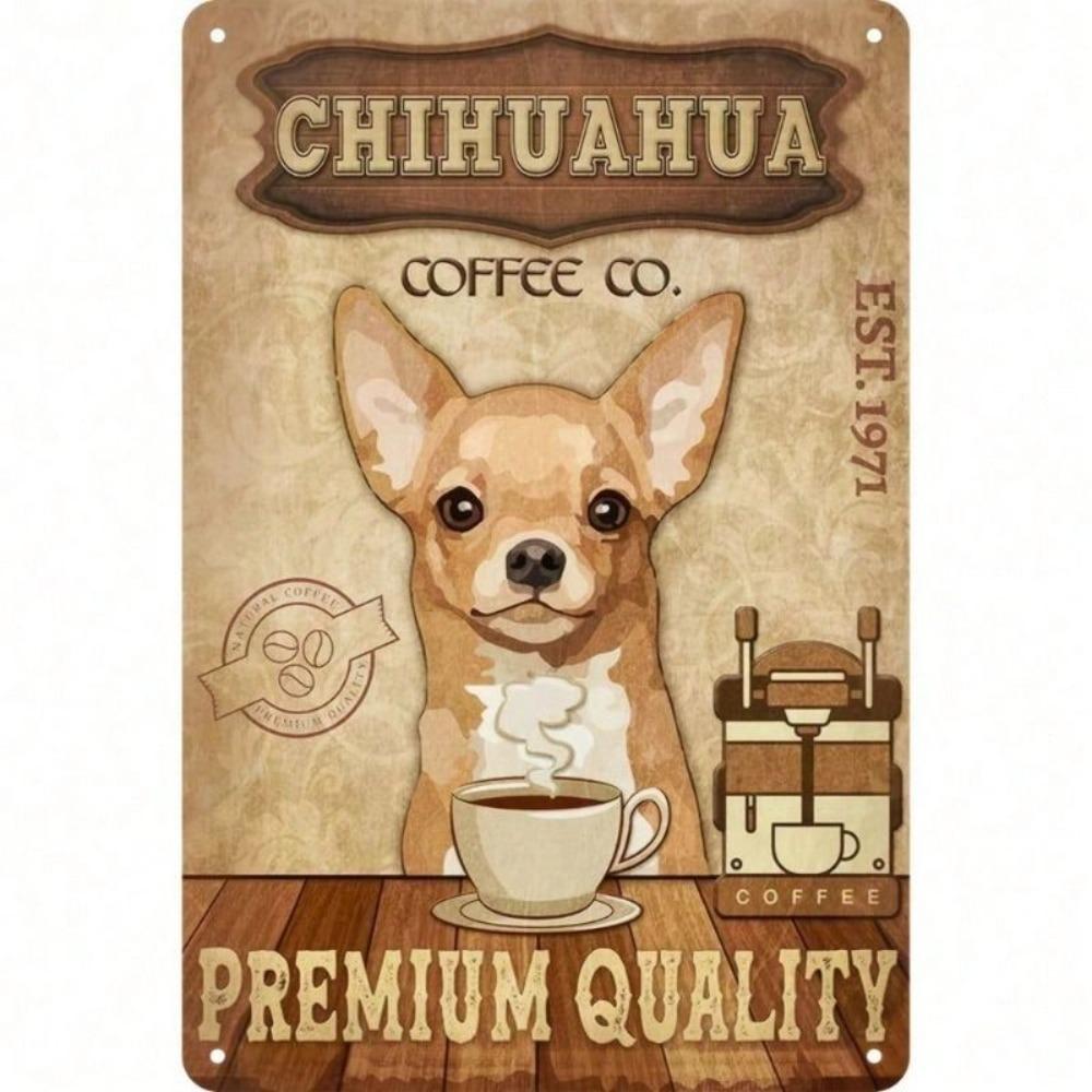 Retro Metal Sign Chihuahua Vintage Wall Art Kitchen Cafe Decor 20x25 cm