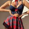 Sexy Plaid Student Seduction Pure Desire Cosplay Lingerie Split