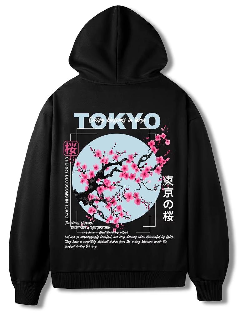 Japanese Style Graphic Printed Hoodie Promo Men's Autumn Winter Casual Fashion Long-sleeved Sweatshirt Daily Street Clothing