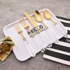 4Piece Gold Stainless Steel Flatware Set with Clear Acrylic Handle Matte Eating Utensils Dishwasher Safe