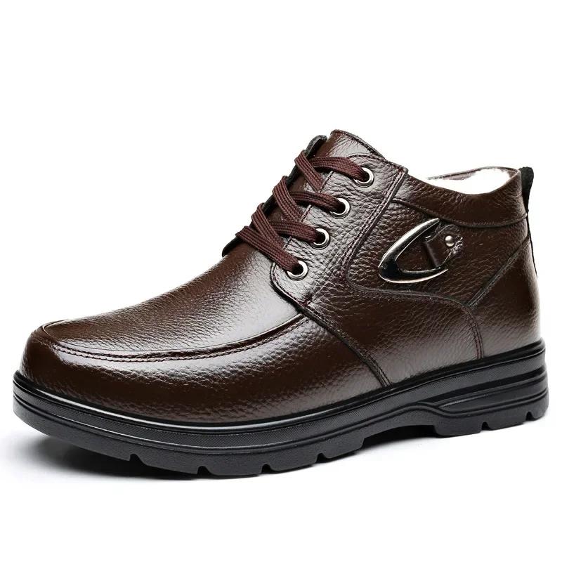 Herrenschuhe Winter Verdicken Warmhalten Herren Casual High-Top Leder Stiefeletten Dick Anti-Rutsch Baumwollschuhe 2025 Stiefel Herren Sneaker