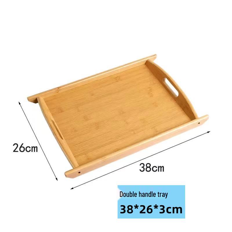 Japanese-Style Bamboo and Wood Tea Tray: Solid Rectangular Serving Tray for Restaurants and Homes