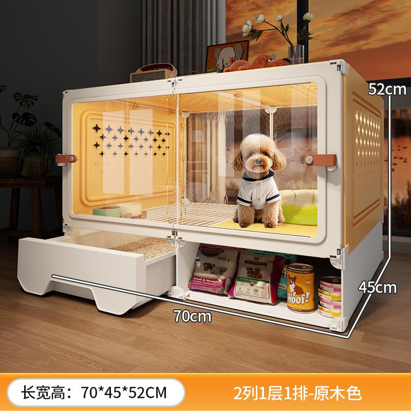Cage pour Petit Chien avec Toilettes Luxe Une Pièce Un Salon Villa pour Animaux de Compagnie Cage pour Chiots avec Zone Toilettes Séparée Maison pour Chiens d'Intérieur