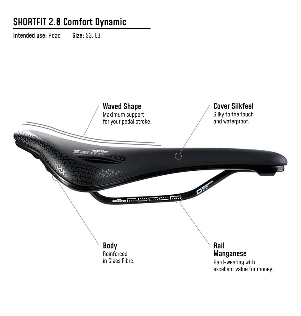 Selle San Marco ShortFit Comfort Open Dynamic Wide Bicycle Size Wide L3 W 155 x L 255 mm 2.0 Saddle, - (291MW701)