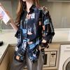 Retro Hong Kong-style printed shirt women's 1116 autumn new design sense niche loose long-sleeved casual foreign-style shirt