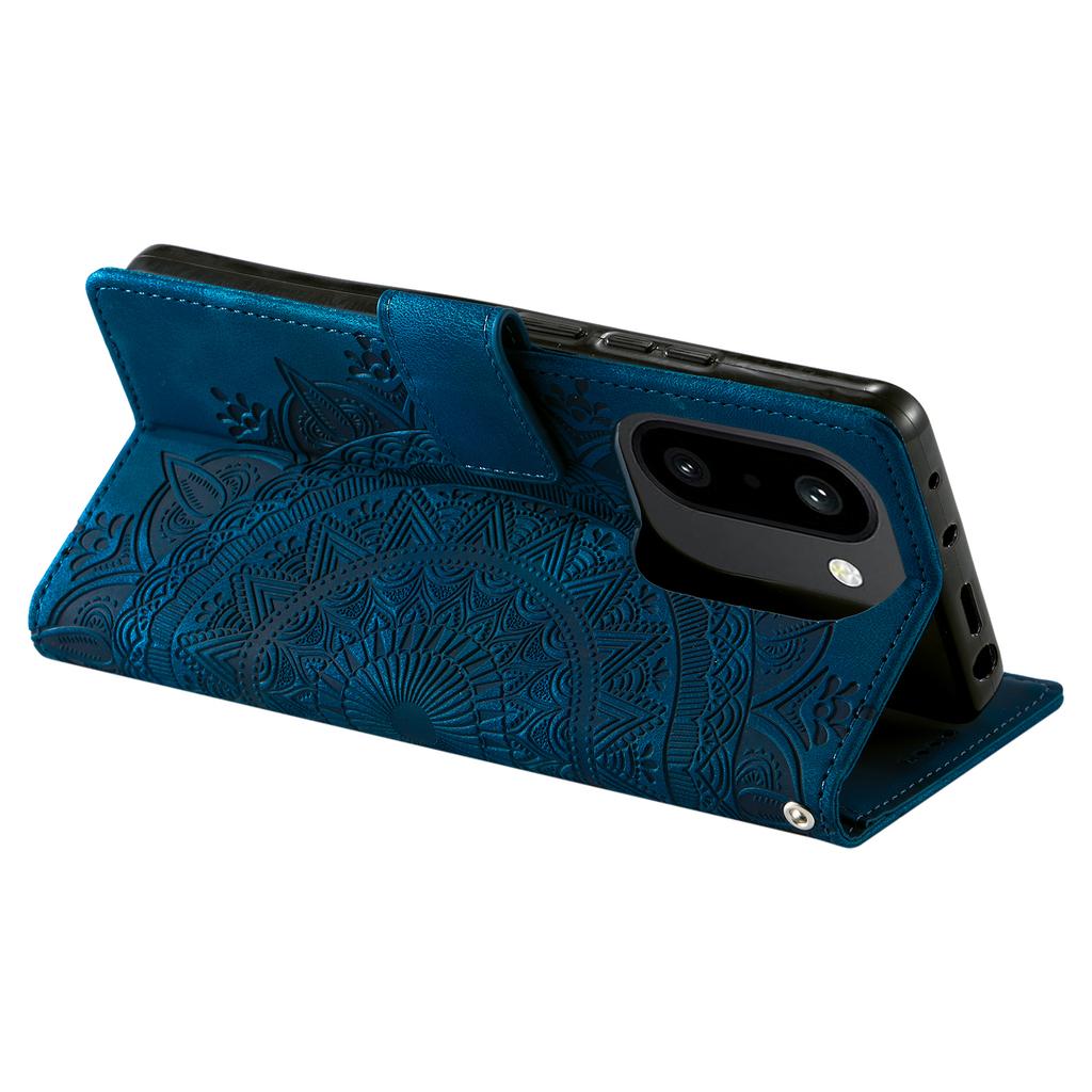 For OnePlus 15R 5G Case Imprinted Totem Skin Feel Wallet Leather Phone Cover with Hand Strap