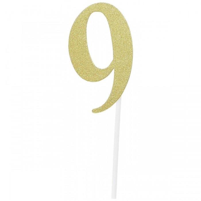 Creative Party Number 9 Glitter Cake Topper