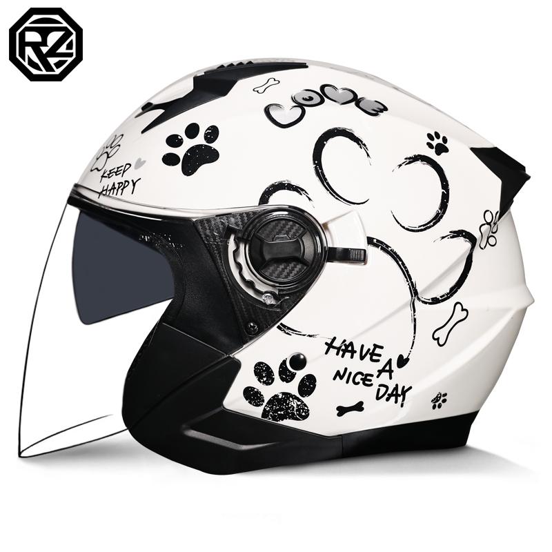 ORZ Motorcycle Helmet Half Face Double Lens Moto Four Seasons Men Women Street Fashion Helmet Capacete De Moto Safety