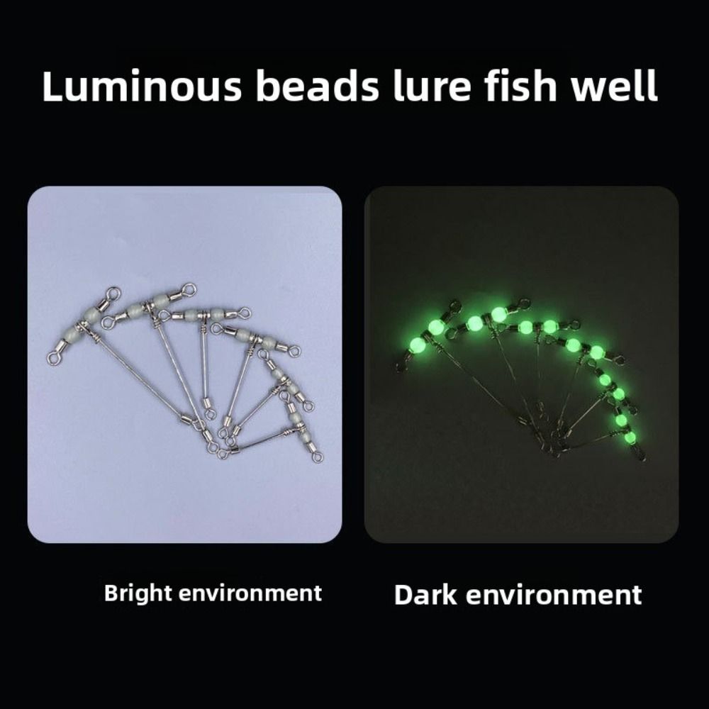 5pcs Luminous Beads Fishing Swivels Barrel Design Lure Fishing Barrel Swivel Lure Fishing