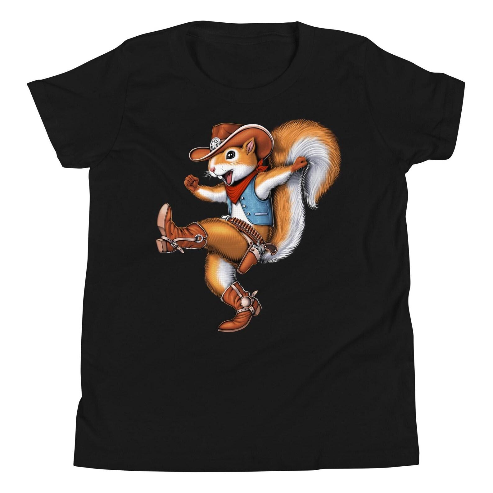 Squirrel Cowboy Kids T-Shirt: Funny Western Rodeo Clothes 100