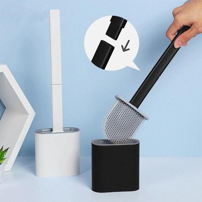 Silicone Toilet Brush and Holder Set No-Slip Removable Handle and Bendable Brush Head Wall Mounted Cleaning Kit WC Accessories WBL