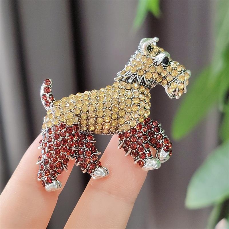 Französische Nischenbrosche, Designgefühl, neue Tier-Brosche, niedliche kleine Tier-Diamant-Welpen-Brosche, süße Männer und Frauen