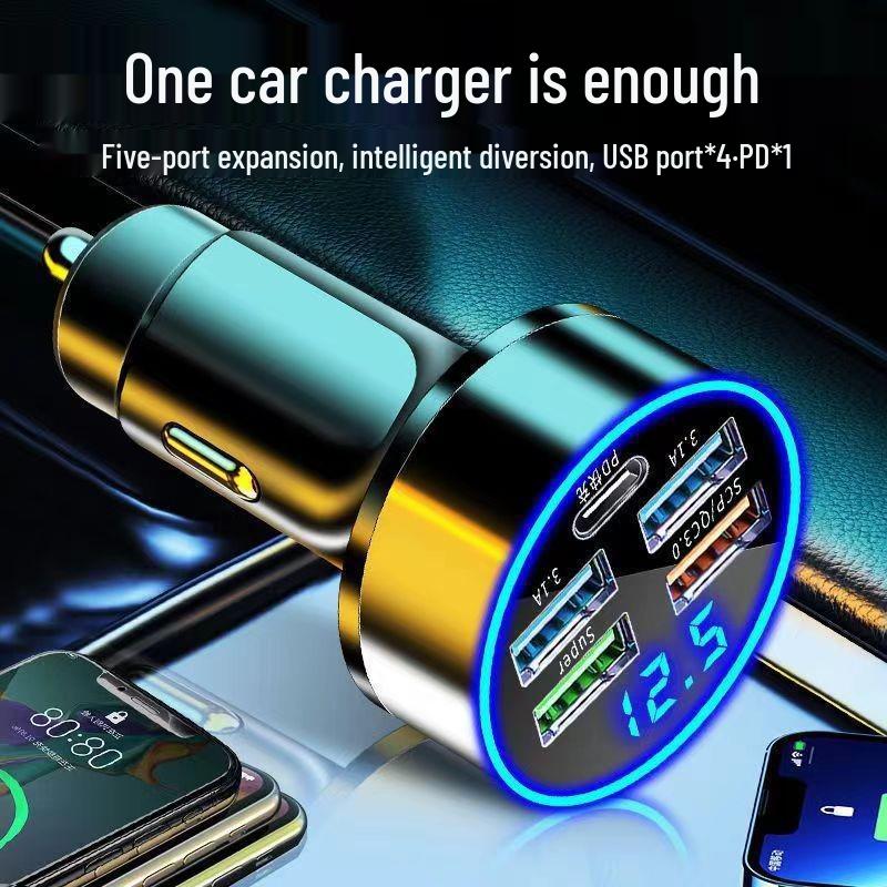 Multifunctional Car Charger with Super-Fast Charging for Huawei & Apple Devices