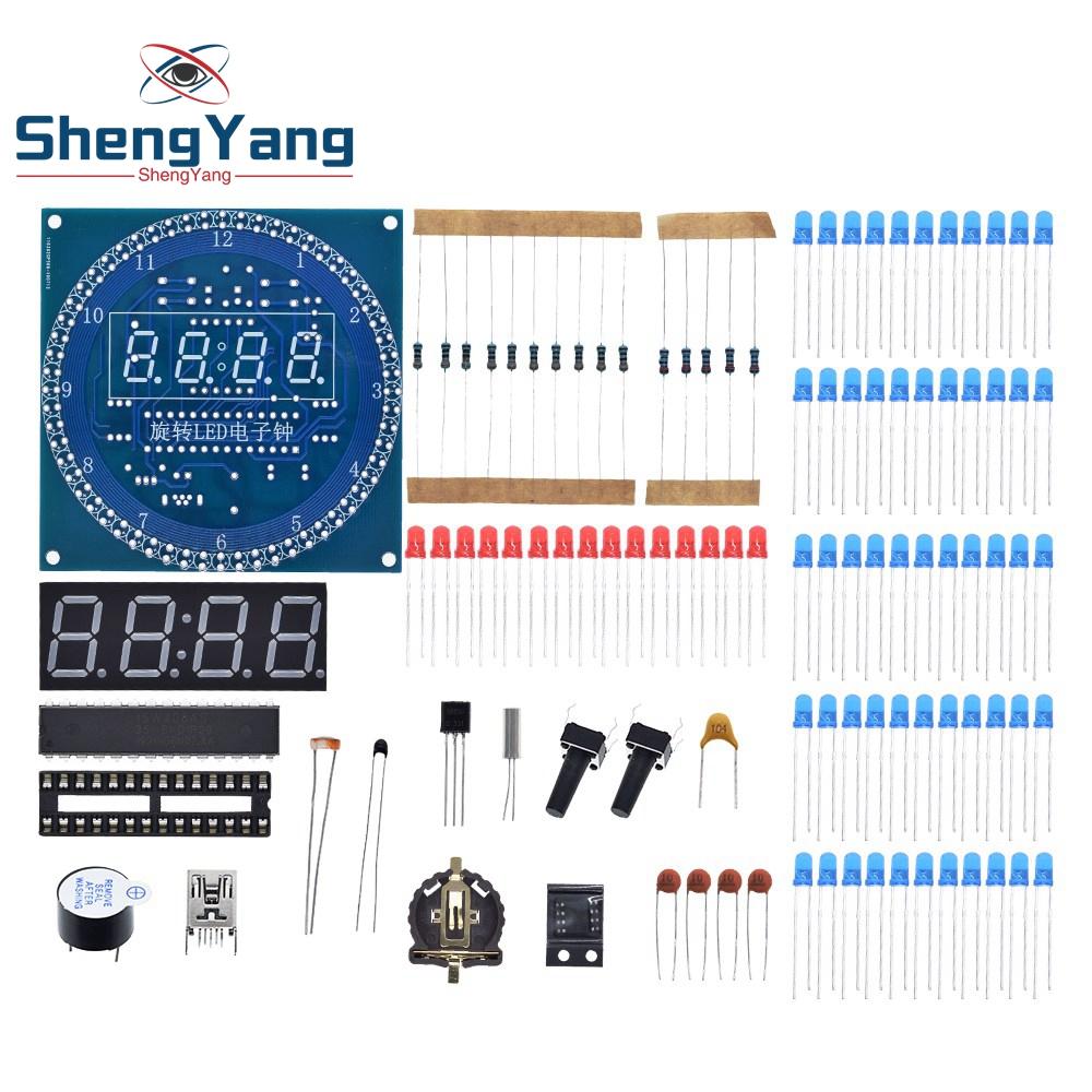 DS1302 TZT תצוגת LED מסתובבת שעון מעורר אלקטרוני מודול ערכת DIY תצוגת טמפרטורה LED