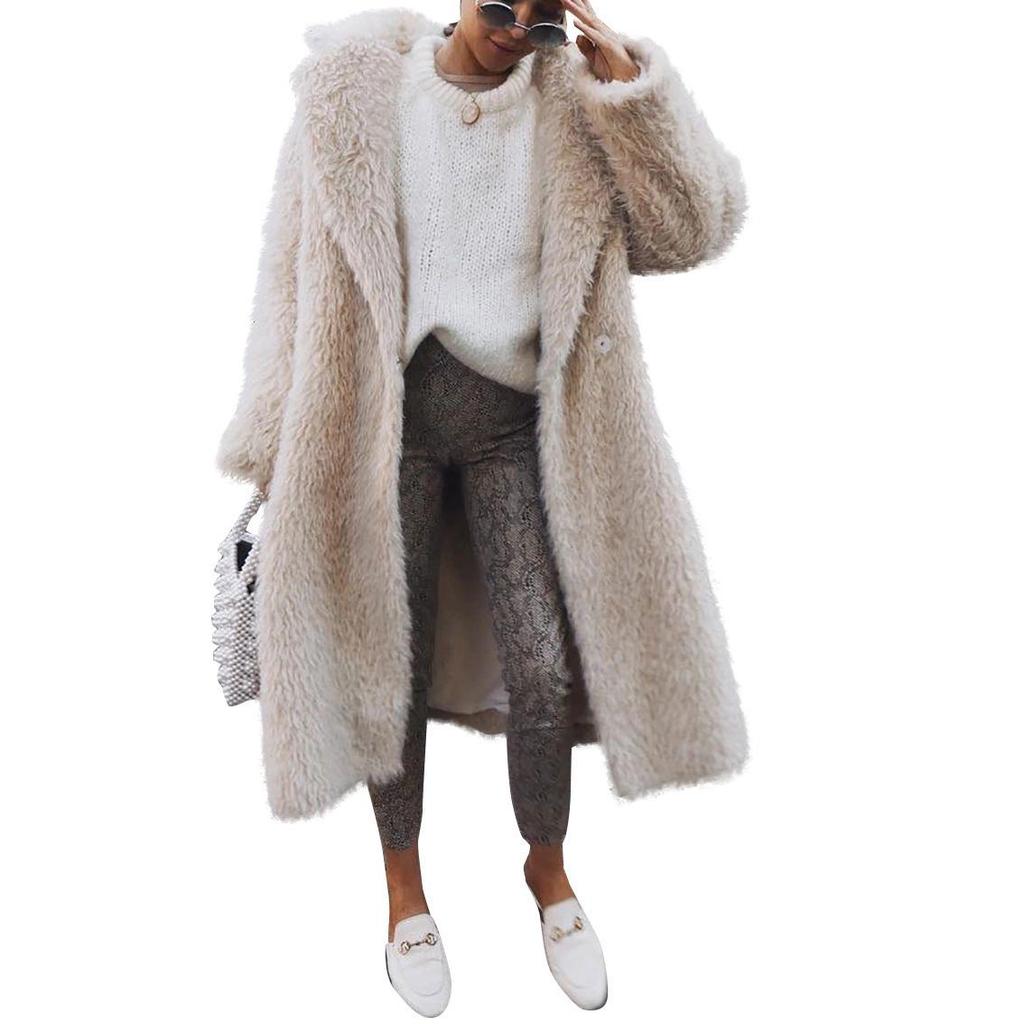 Jinhan 2025 European & American Autumn/Winter Women's Lambswool Plush Coat - Solid Color, Trendy & Warm