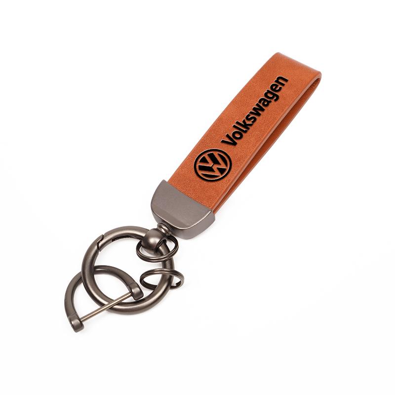 Volkswagen Car Emblem Cowhide Keychain Key Holder For VW Golf Amarok T5 Phaeton GTI Teramont ID3 Tiguan Passat b6 Key Ornaments BO0