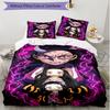 Set cuvertură de pilota 3 buc (1 * Husă de pilota + 2 * Față de pernă, Fără Miez), Set de așternut moale cu imprimeu Demon Slayer, pentru toate anotimpurile, Decor pentru dormitorul de acasă, Cadou