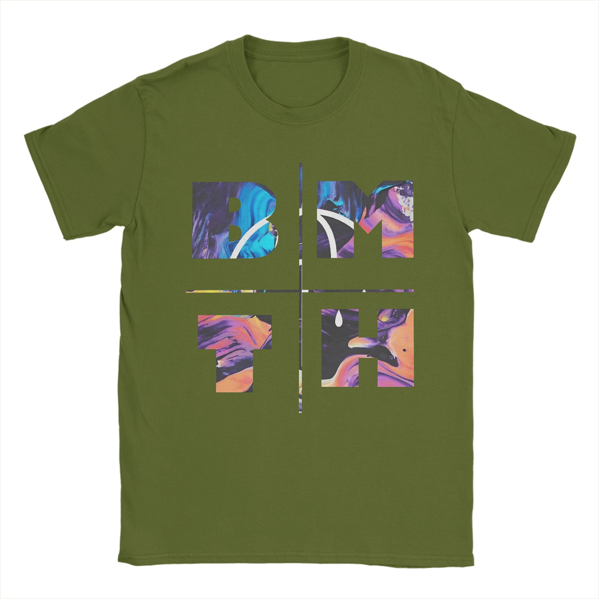 

BMTH Bring Me The Horizon Metalcore T-Shirt Men Novelty 100% Cotton Tees Round Neck Short Sleeve T Shirt 4XL 5XL 6XL Tops 4XL