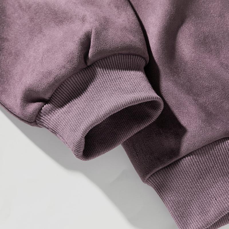 Męska bluza z zamszu w stylu amerykańskim, jednolita, vintage, wiosenno-jesienna, wkładana przez głowę