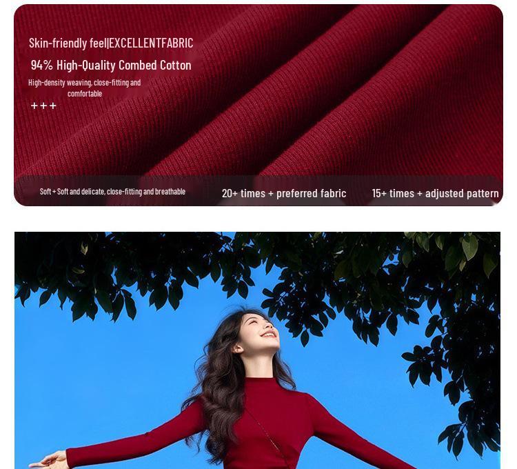 Roter Bodycon-Rock für Damen - Herbst/Winter 2026 Schlankes Strickkleid für Neujahr