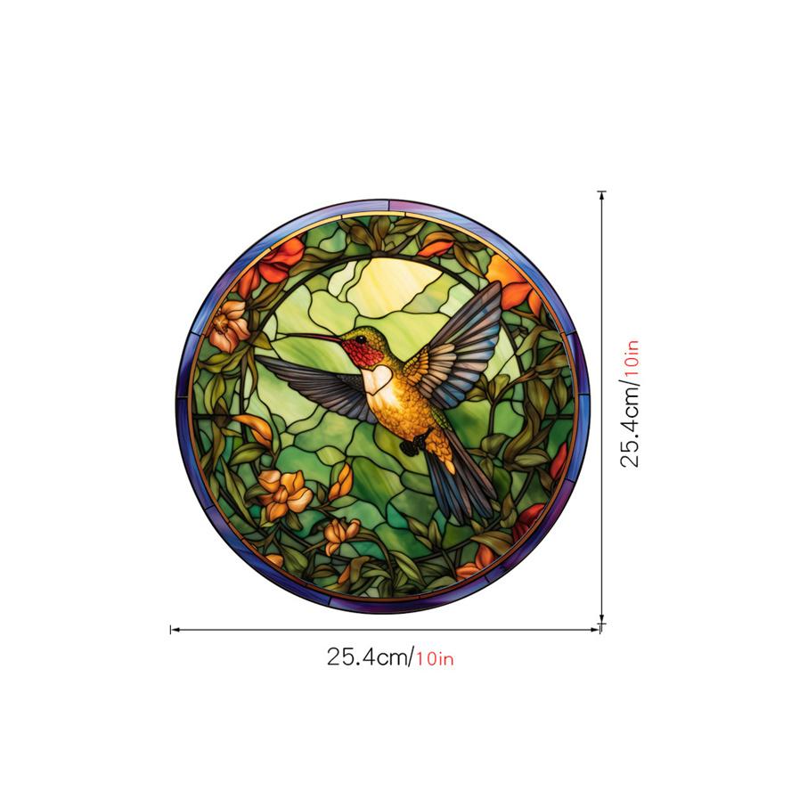 New Antique Color Dyed Hummingbird Iris Japonica Window Glass Electrostatic Sticker Detachable Decorative Film Home Decorations