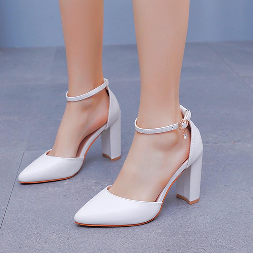 9cm Thick Heel Sandals Mary Zhen White Bride Wedding Large Size Sandals Size 42 High Heels Spring and Summer Sandals Women