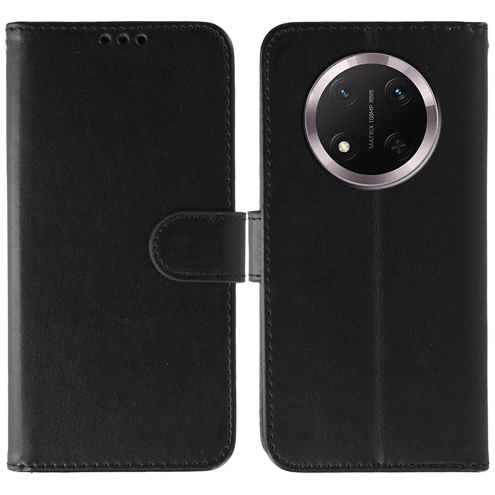 

Phone Case For Honor Magic7 Lite 5G/X60 Pro 5G/X9c 5G PU Leather Flip Wallet Cover with Strap Black