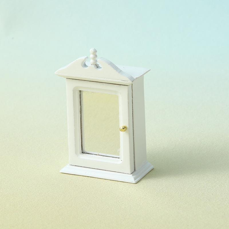 Simulation Miniature Wooden Storage Cabinet With Mirror Drawer Furniture Home 1:12 Dollhouse Model Decor Toy Doll Accessories