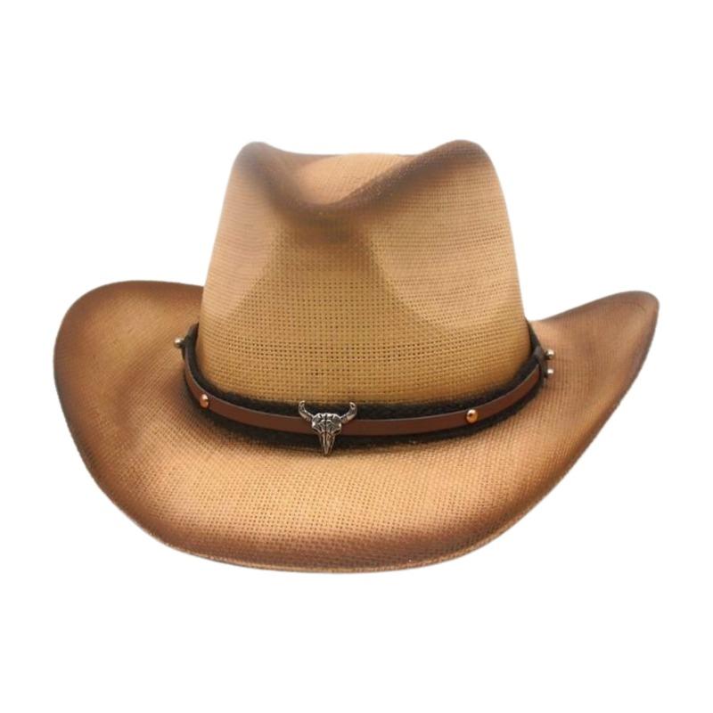 Ethnic Style Bull Head Accessories Western Cowboy Hat Premium Sense Hat Performance Hat Summer Straw Hat
