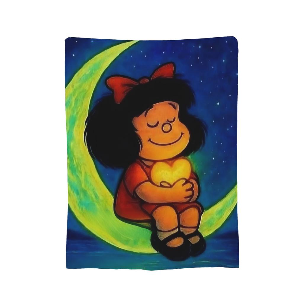 Mafaldas Love Smile Flannel Blankets  Funny Throw Blanket for Home cm Plush Thin Quilt