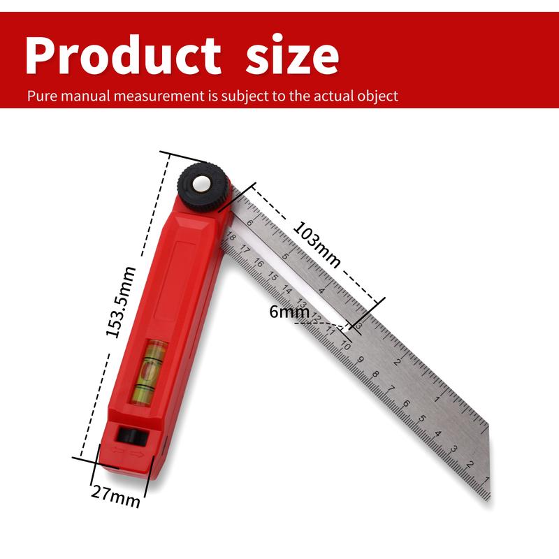 

Угольник столярный с пузырьковым уровнем Гониометр Угломер из нержавеющей стали Металлический измерительный инструмент Угломер 150mm Level