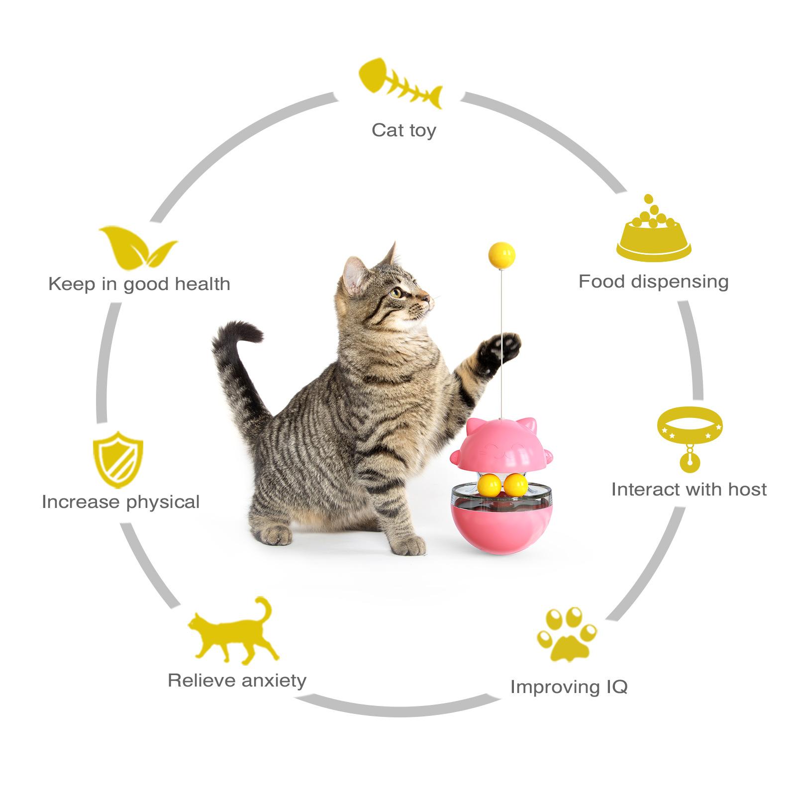 

Funny cat stick cat toy tumbler leaking food ball 1pc жёлтый